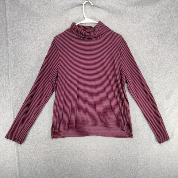 Madewell Tops - Madewell Turtleneck Top Womens Size XL Blue Red Striped Casual Long Sleeve